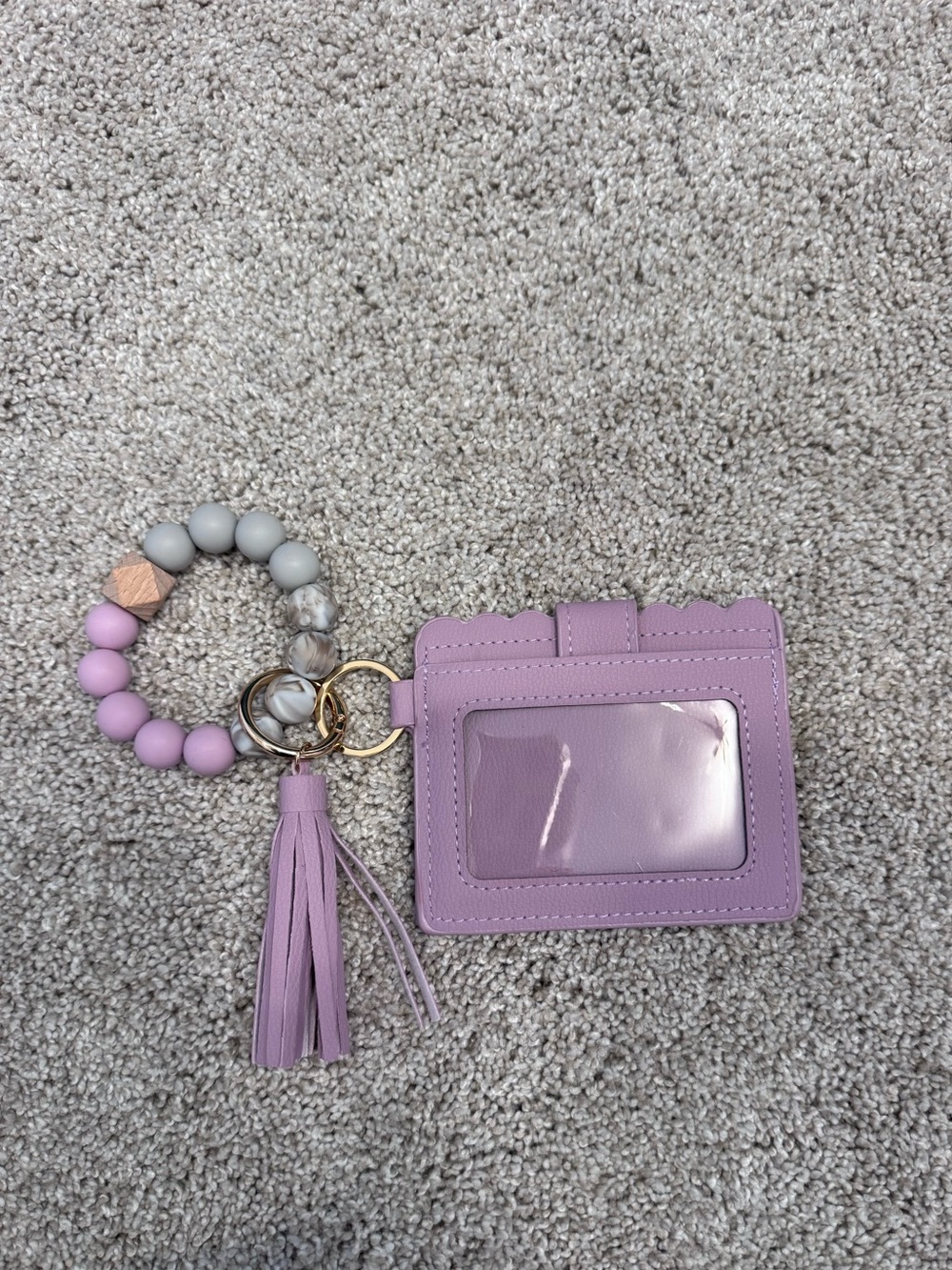 Lavender Wristlet Card Holder Keychain with Tassel
